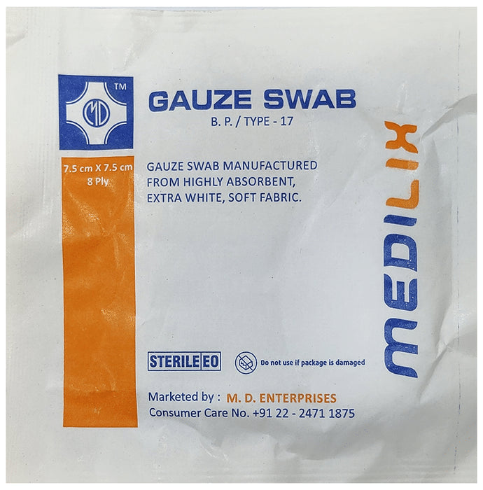 Medilix Gauze Swab Pack 7.5cm x 7.5cm x 8ply - Classic Derma