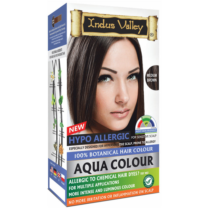 Indus Valley 100% Botanical Hair Aqua Colour Medium Brown - Classic Derma