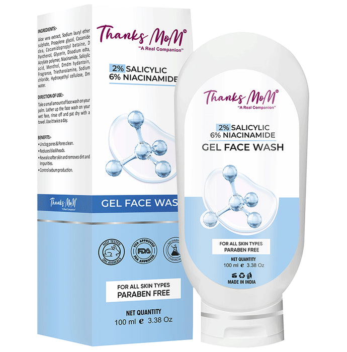 Thanks mom 2% Salicylic & 6% Niacinamide Gel Face Wash - Classic Derma
