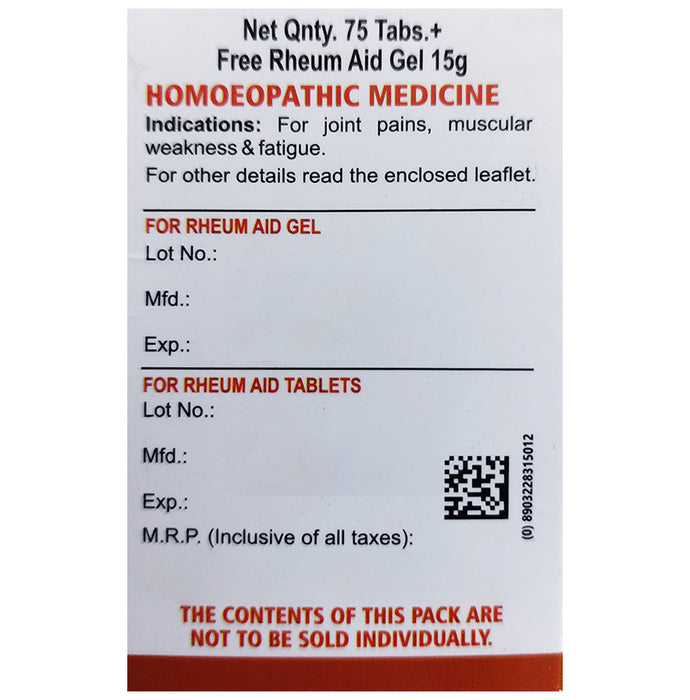 Bakson's Homeopathy Rheum Aid Tablet Rheum Aid Gel 15gm Free
