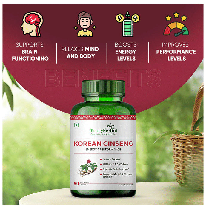 Simply Herbal Korean Ginseng Vegetarian Capsules