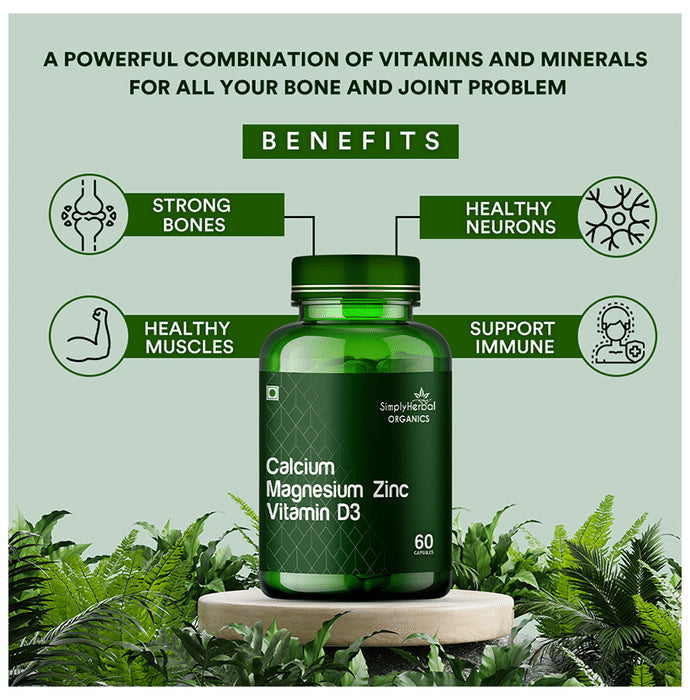 Simply Herbal Organics Calcium Magnesium Zinc Vitamin D3 Capsule