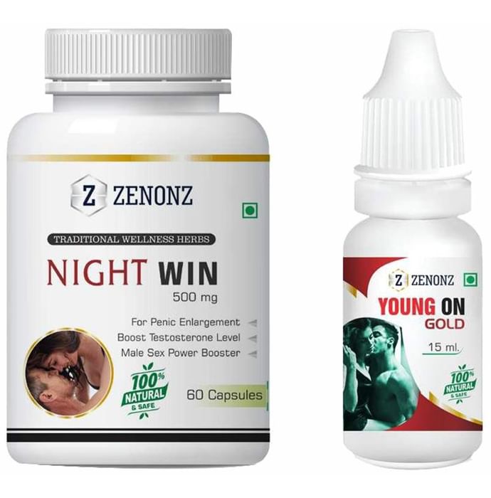 Zenonz Combo Pack of Night Win 500mg, 60 Capsules & Young On Gold 15ml - Classic Derma