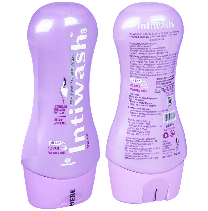 Intiwash New Feminine Hygiene Wash SLS & Paraben Free - Classic Derma