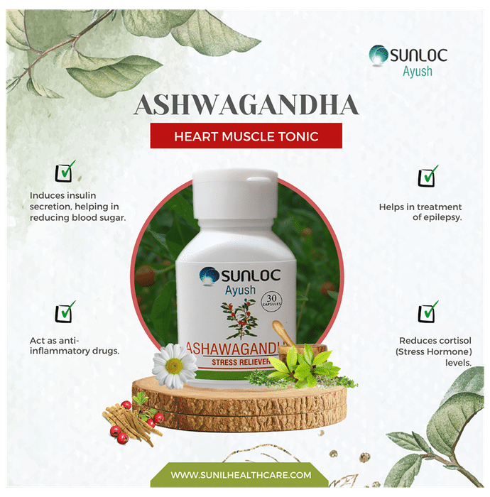 Sunloc Ayush Ashwagandha Stress Reliever Capsule (30 Each)