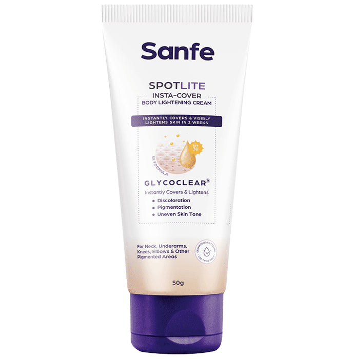 Sanfe Spotlite Insta-Cover Body Lightening Cream for Dark Neck, Joints and Skinfolds SPF 30 - Classic Derma