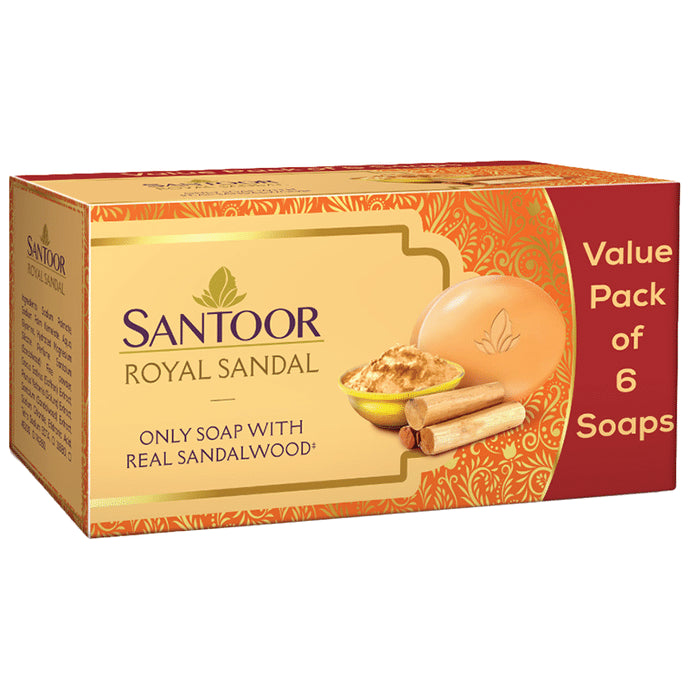 Santoor Royal Sandal Soap (125gm Each) - Classic Derma