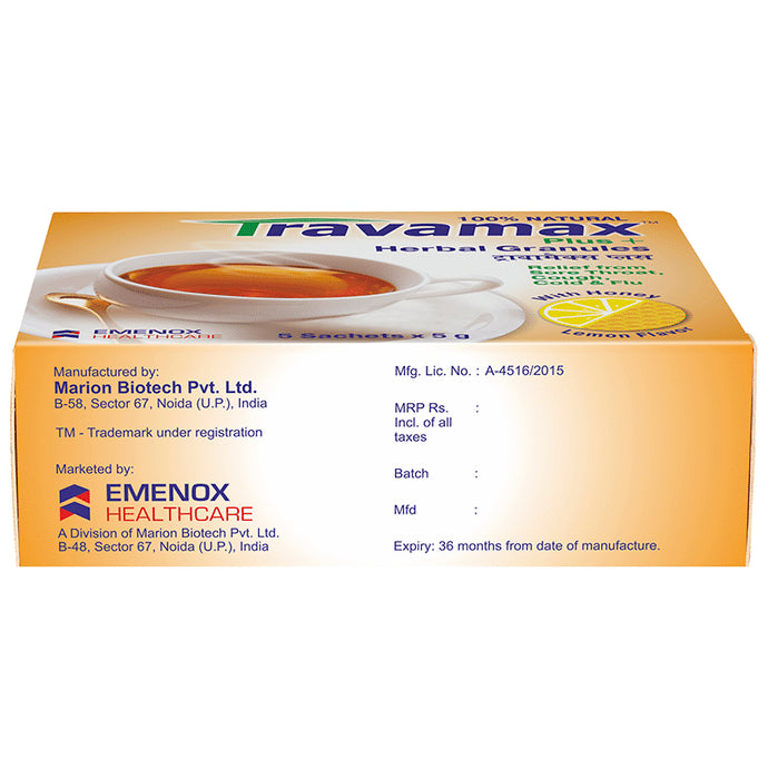 Travamax Plus Herbal Granules Sachet (5gm Each) Honey lemon