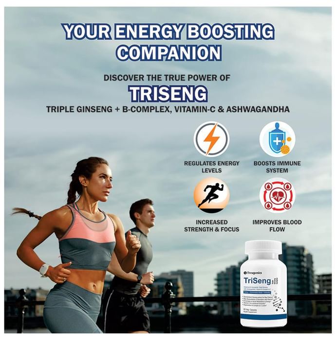 Trexgenics TriSeng Triple Ginseng B-Complex Veg Capsule