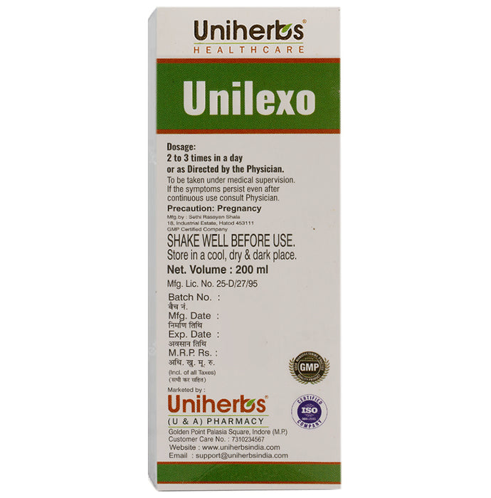 Uniherbs Unilexo Syrup Sugar Free