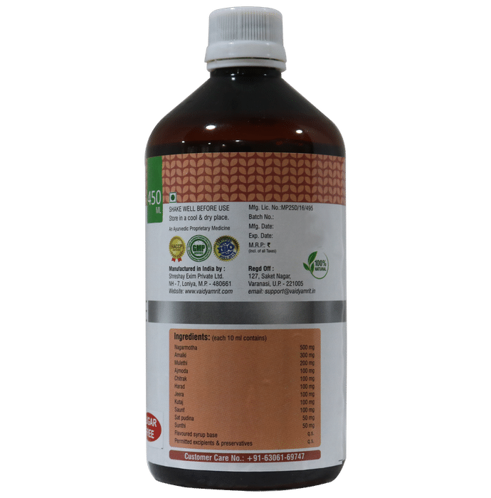 Vaidyamrit Vaidyazyme Ayurvedic Digestive Syrup Sugar Free
