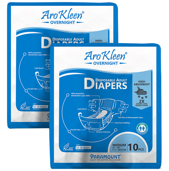 Arokleen Overnight Disposable Adult Diaper (10 Each) Medium - Classic Derma