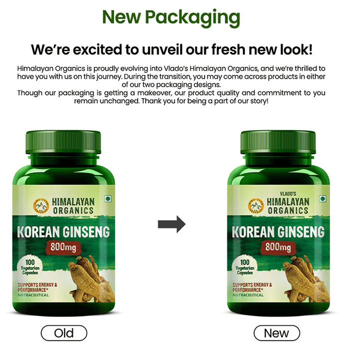 Vlado's Himalayan Organics Korean Red Ginseng 800mg Vegetarian Capsule