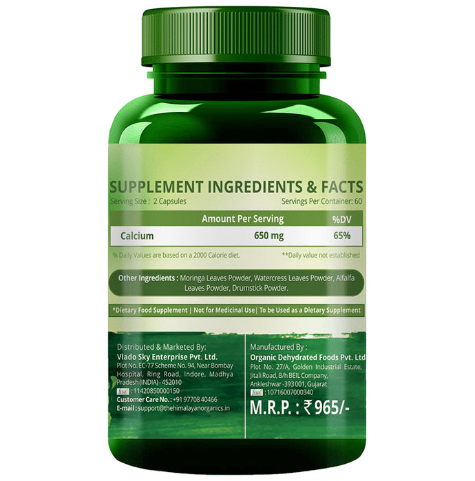 Vlado's Himalayan Organics Plant Based Calcium 650mg Vegetarian Capsule