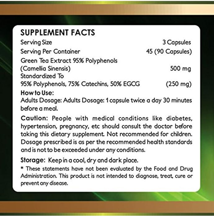Vokin Biotech 100% Natural Green Tea Extract 500mg Capsule