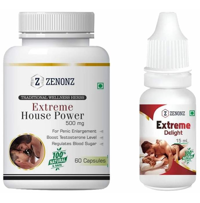 Zenonz Combo Pack of Extreme House Power 500mg, 60 Capsules & Extreme Delight 15ml - Classic Derma