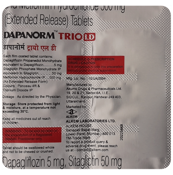 Dapanorm Trio LD 5mg/500mg/50mg Tablet