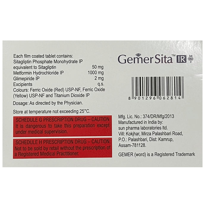 Gemer Sita 50mg/2mg/1000mg Tablet IR