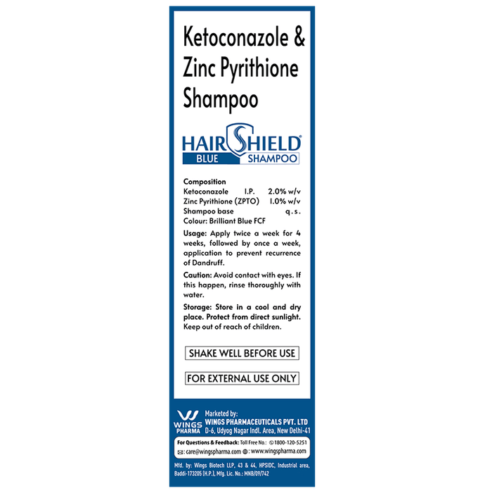 Hair Shield Blue Medicated Dandruff Treatment Shampoo with Neem Comb