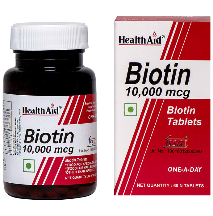 HealthAid Biotin 10000 mcg Tablet - Classic Derma