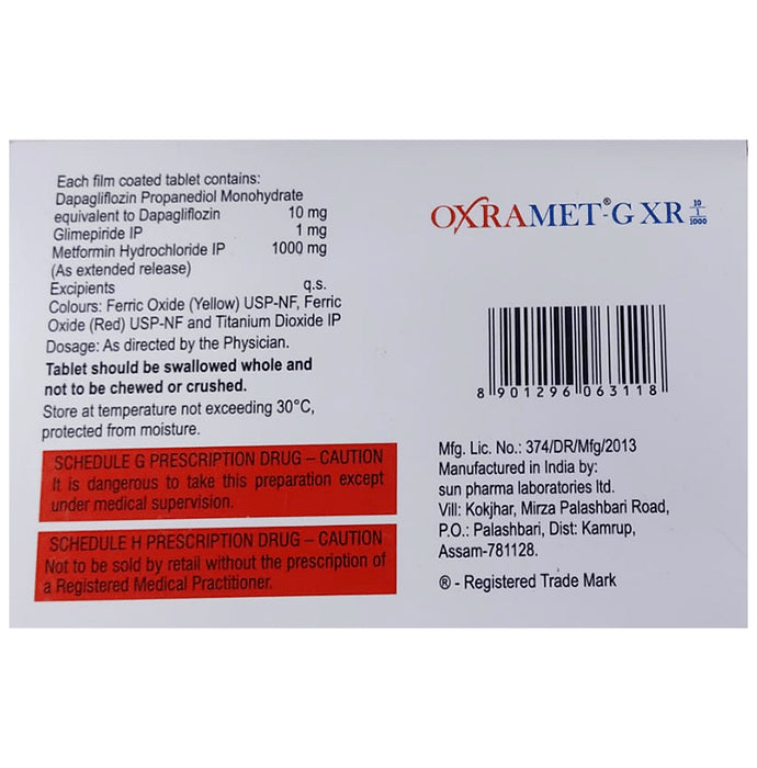 Oxramet G 10mg/1mg/1000mg Tablet XR