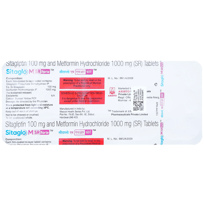 Sitaglo M Forte 100mg/1000mg Tablet SR