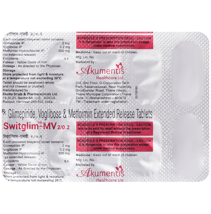 Switglim-MV 2mg/500mg/0.2mg Tablet ER