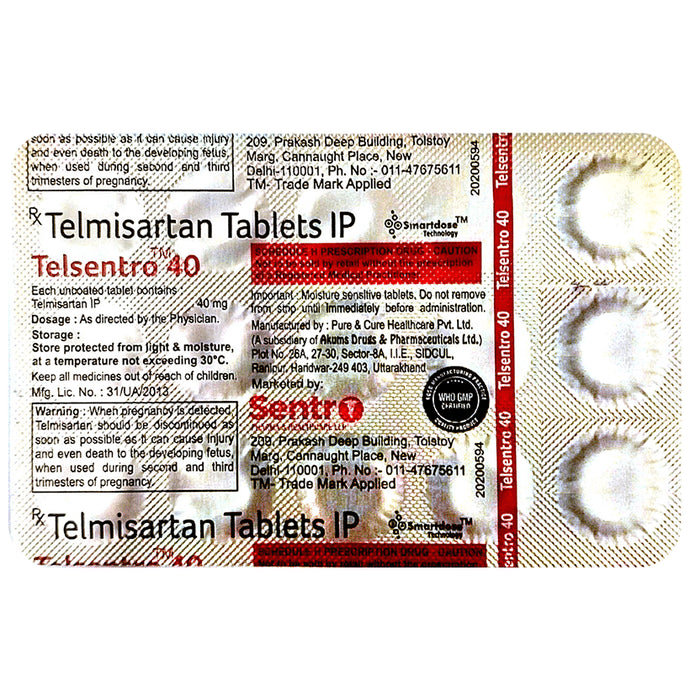 Telsentro 40 Tablet - Classic Derma