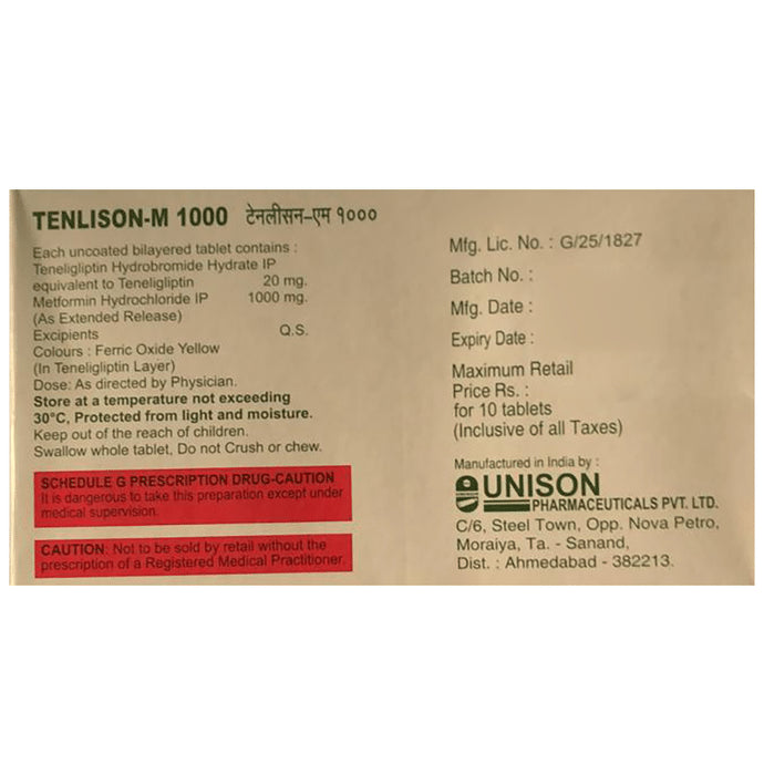 Tenlison-M 1000mg/20mg Tablet