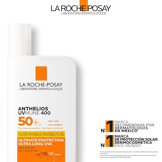 La Roche-Posay Anthelios Uvmune 400 Spf 50+ Invisible Fluid Water + Sweat Resistant, 50Ml, All