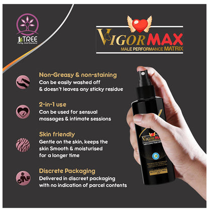 1 Tree Combo Pack of Vigor Max Sachet (8), Vigor Max Spray (100ml) & Vigor Max Pleasure Gel (100ml)