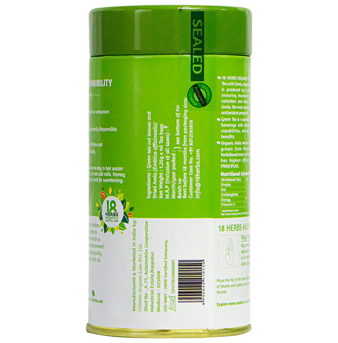 18 Herbs Organics Green Tea Bag (1.25gm Each) with Amla