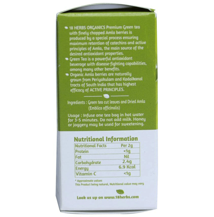 18 Herbs Organics Green Tea Bag (1.25gm Each) with Amla