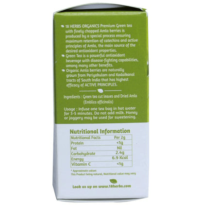 18 Herbs Organics Green Tea Bag (1.25gm Each) with Amla