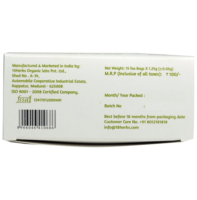 18 Herbs Organics Green Tea Bag (1.25gm Each) with Amla