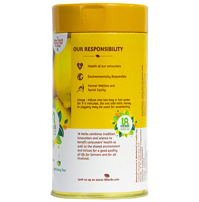 18 Herbs Organics Green Tea Bag (1.25gm Each) with Lemon