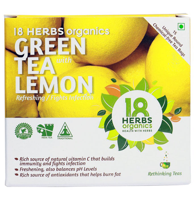 18 Herbs Organics Green Tea Bag (1.25gm Each) with Lemon - Classic Derma