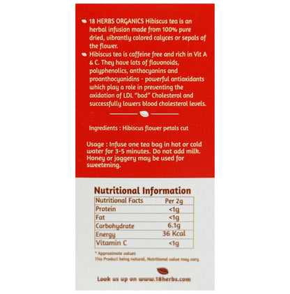 18 Herbs Organics Hibiscus Tea Bag (1.1gm Each)