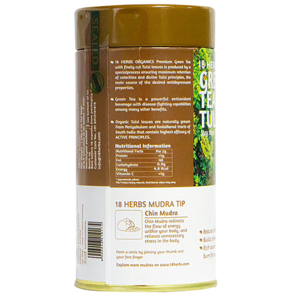 18 Herbs Organics Green Tea Bag (1.25gm Each) with Tulsi