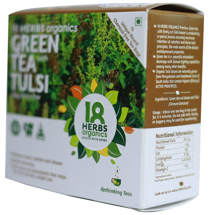 18 Herbs Organics Green Tea Bag (1.25gm Each) with Tulsi