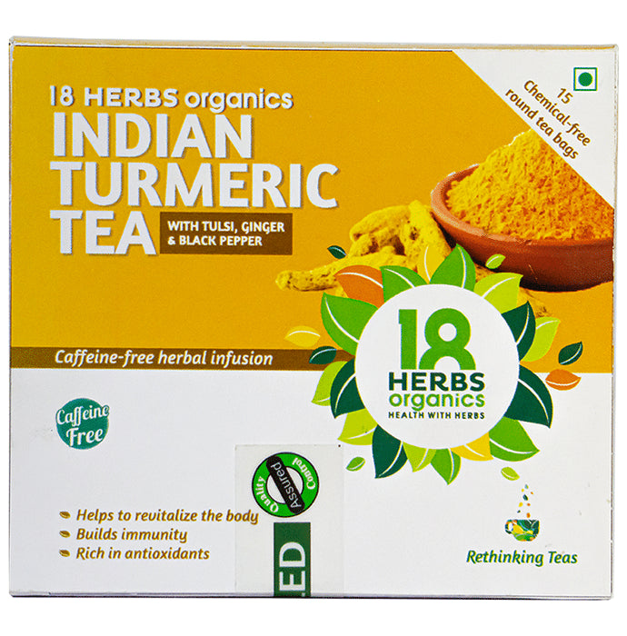 18 Herbs Organics Indian Turmeric Tea Bag (1.5gm Each) - Classic Derma