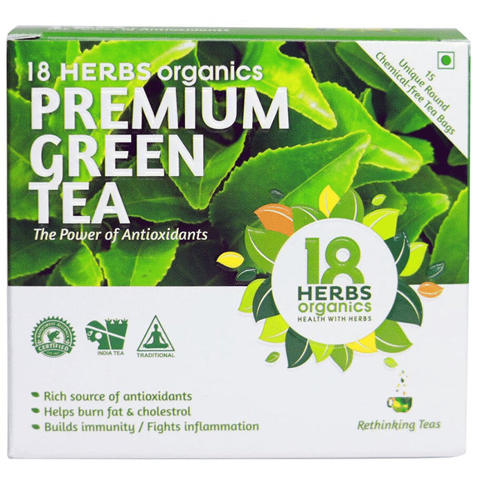 18 Herbs Organics Premium Green Tea Bag (1.25gm Each) - Classic Derma