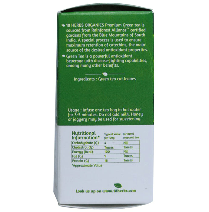 18 Herbs Organics Premium Green Tea Bag (1.25gm Each)