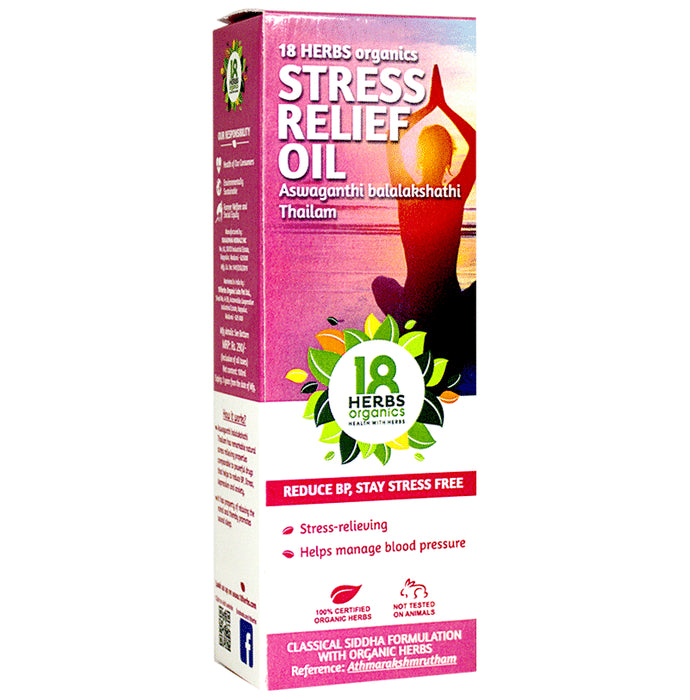 18 Herbs Organics Stress Relief Oil Aswaganthi Balalashathi Thailam - Classic Derma