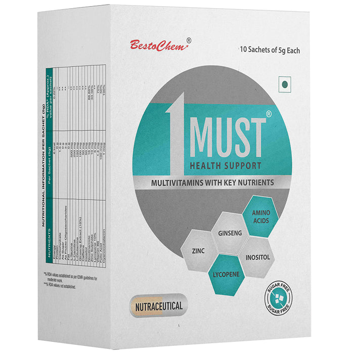 1Must Multivitamins with Key Nutrients Sachet (5gm Each) Sugar Free Orange - Classic Derma