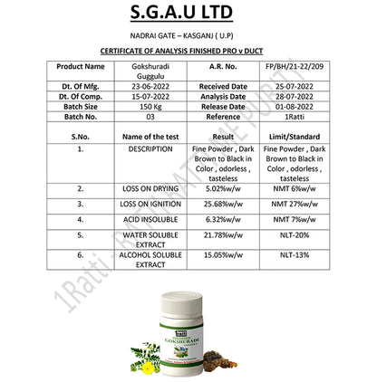 1ratti Gokshuradi Guggulu Tablet