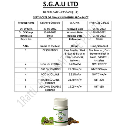 1ratti Kaishore Guggulu Tablet