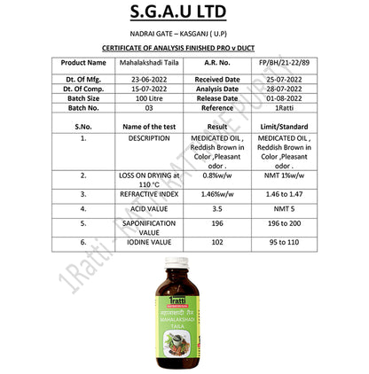 1ratti Mahalakshadi Tail Oil