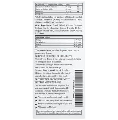 1st Wellness Multivitamin and Minerals Capsule