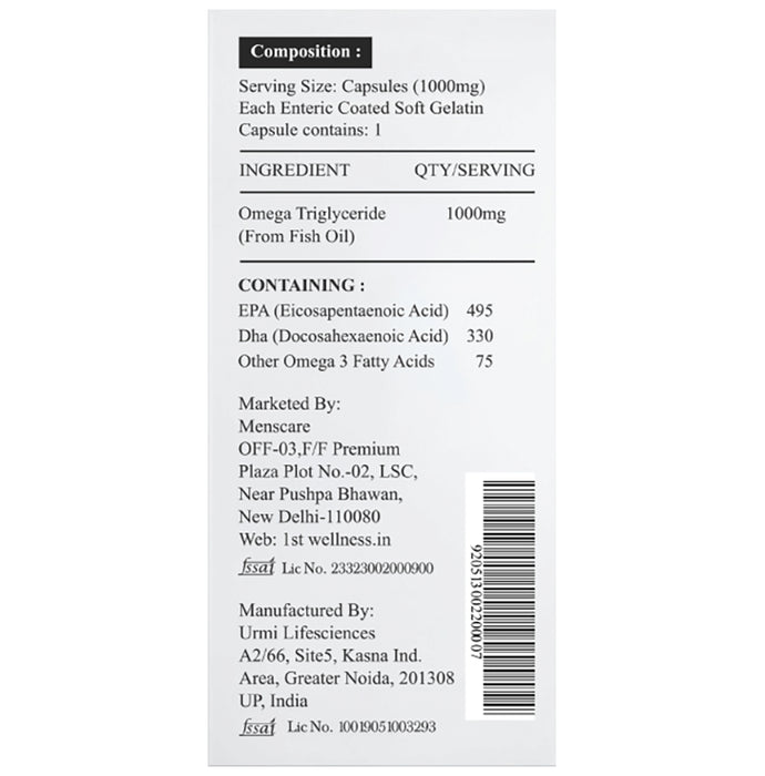 1st Wellness Omega 3 Fish Oil Capsule